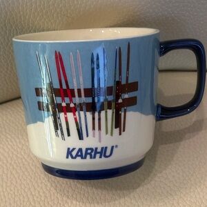Anthropologie NWT 2025 KARHU Stoneware Multicolor Ski Motif Mug Blue
